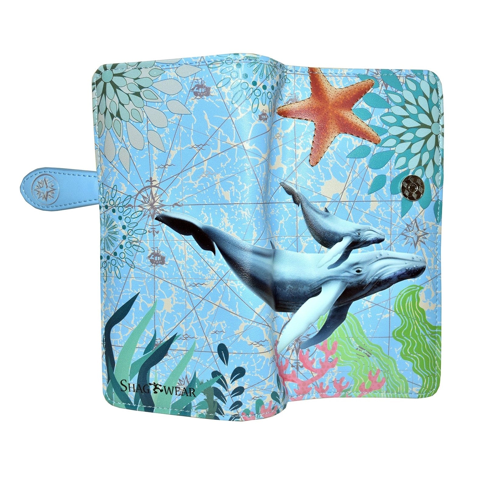 Sky Blue Whale Wallet - Large