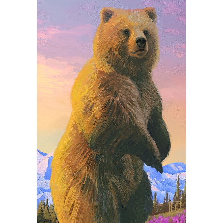 Brown Bear Sunset - Wood Block by artist Francois Girard