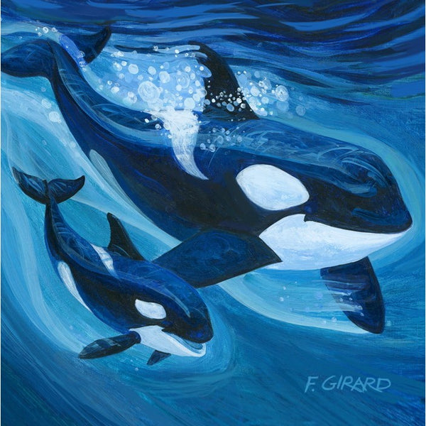 Orcas - Wood Block by Artist Francois Girard - Forests, Tides, and