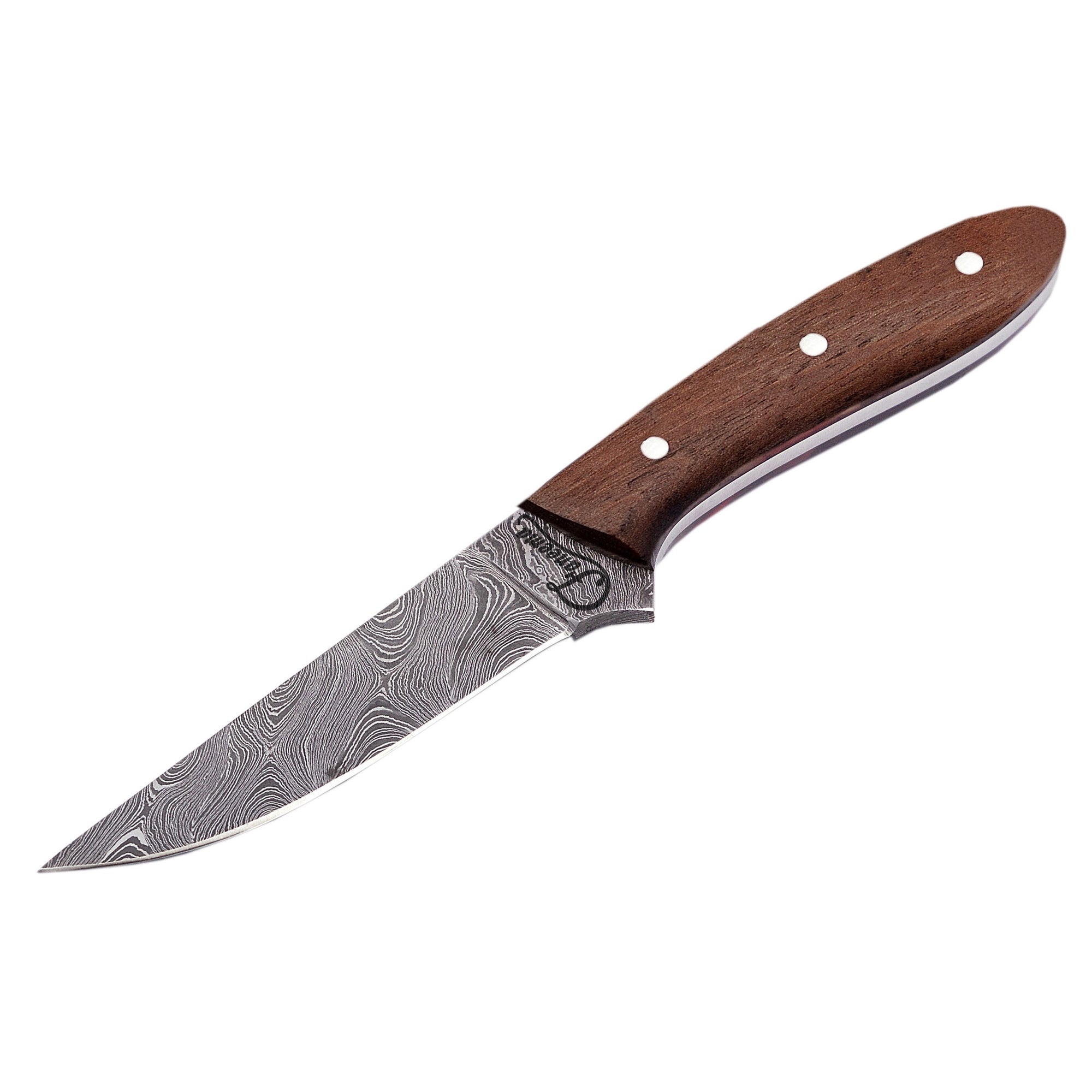 Damascus Medium Fixed Knife with Walnut