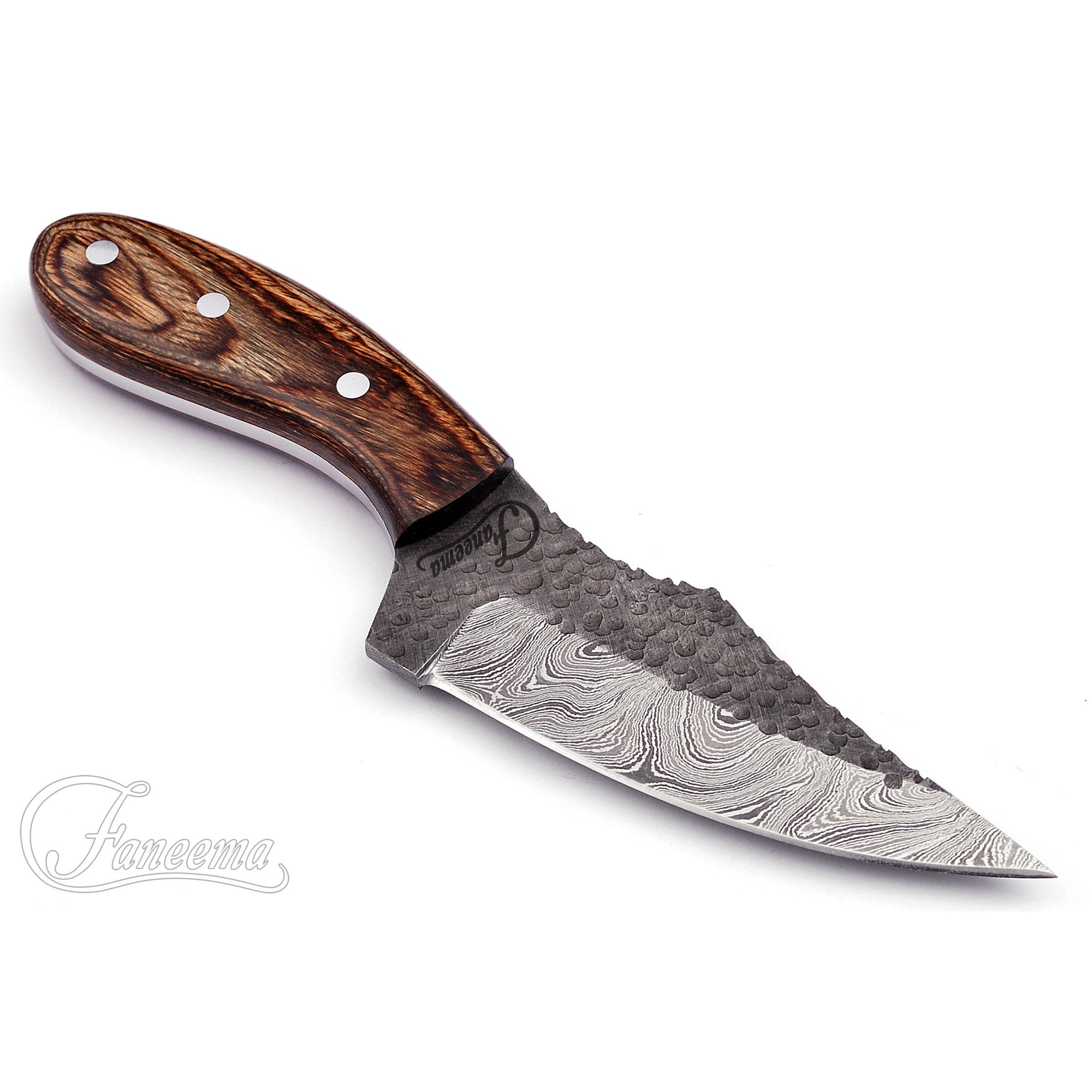 Damascus Medium Fixed Knife Brown Pakkawood