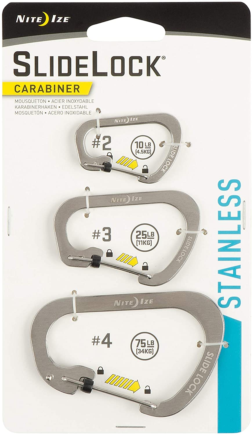 SideLock Biner 3 Pack Stainless Steel