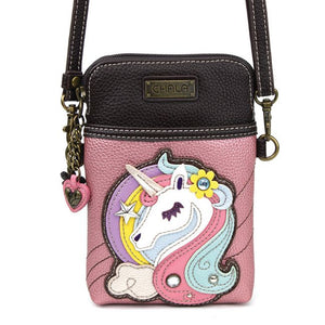 Unicorn Cellphone Crossbody - Glitter Pink