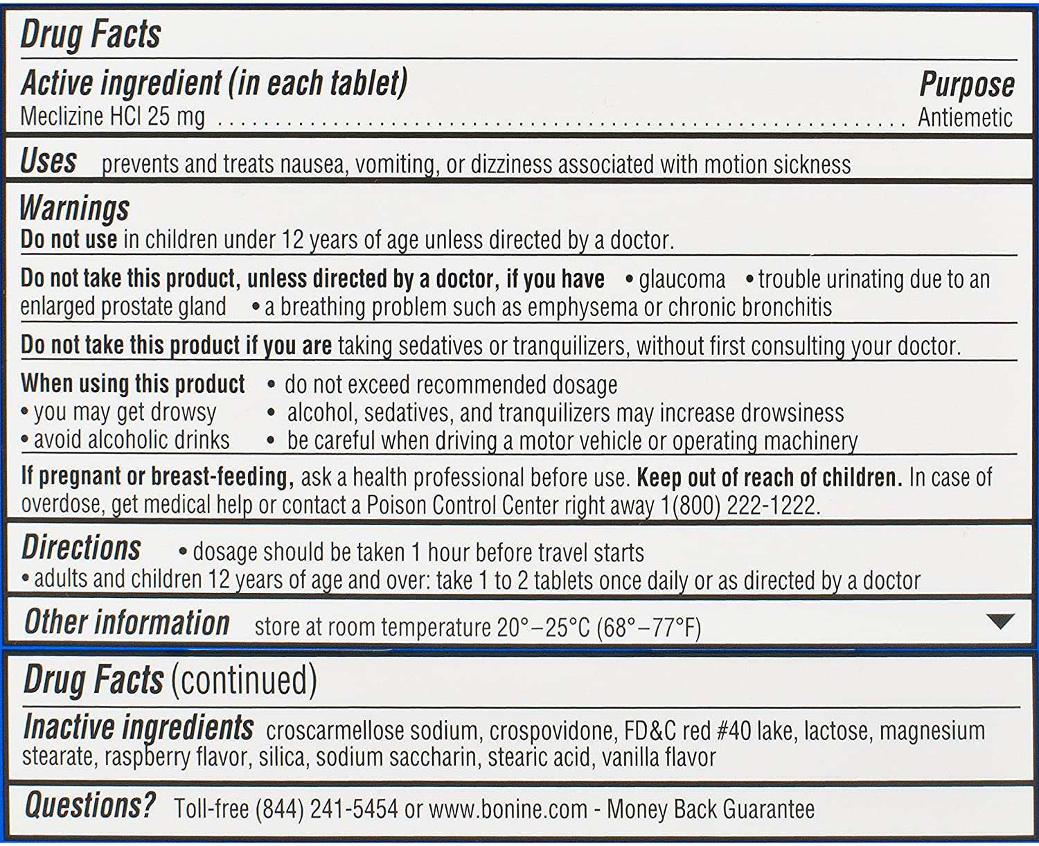 Bonine Motion Sickness Tablets