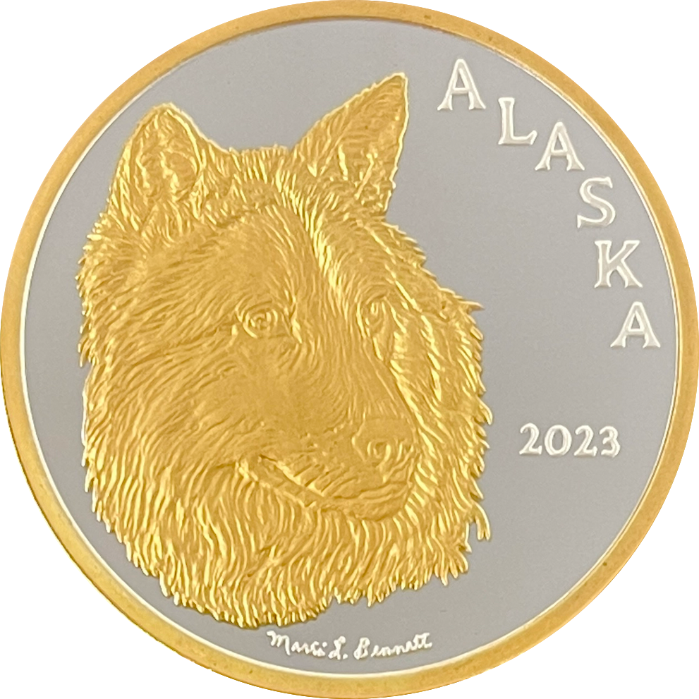 2023 State Wolf 1oz Double Gold Medallion