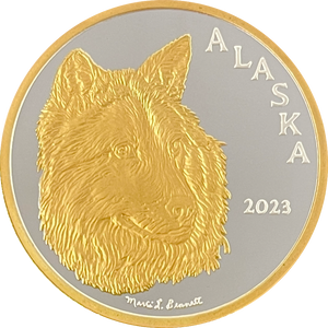 2023 State Wolf 1oz Double Gold Medallion