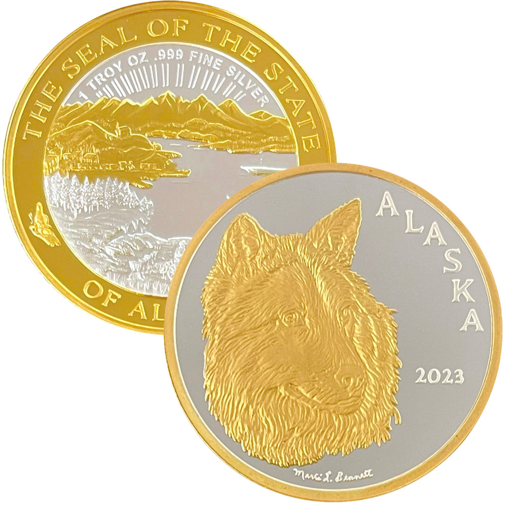2023 State Wolf 1oz Double Gold Medallion