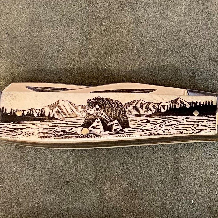 Black Scrimshaw 3.5 inch Knife