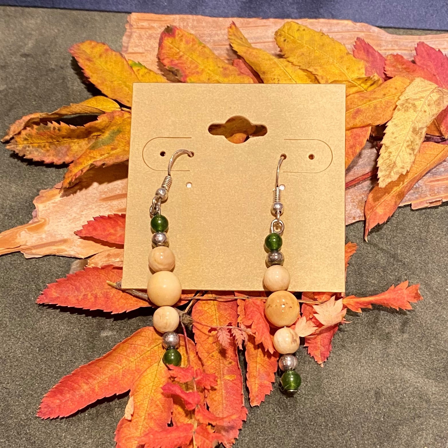 Jade and Mammoth Ivory Earring