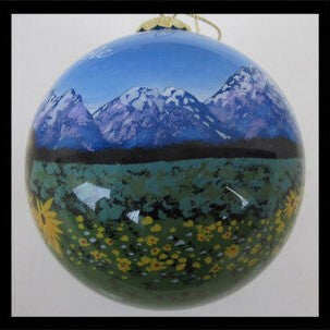 Moose and Sunflowers Glass Ball Ornament