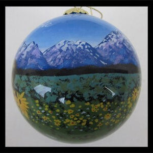 Moose and Sunflowers Glass Ball Ornament