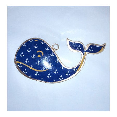Whale Metal Ornament with AK Ribbon