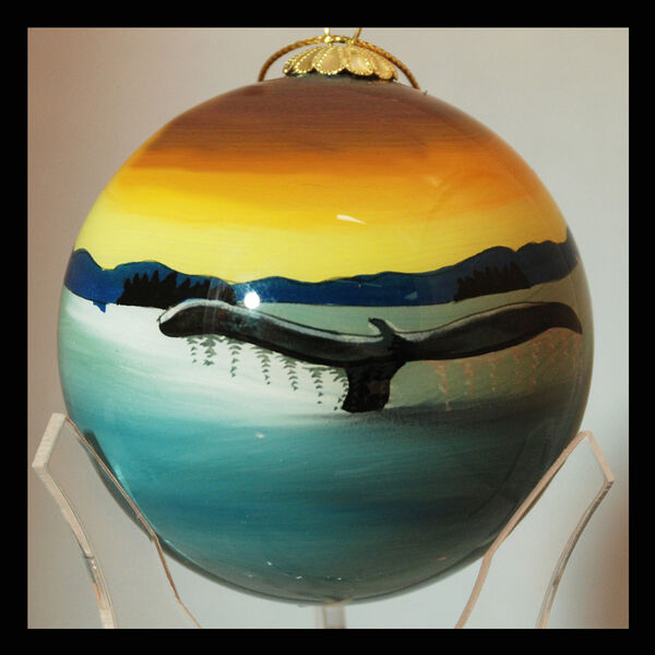Whale Tail Glass Ball Ornament
