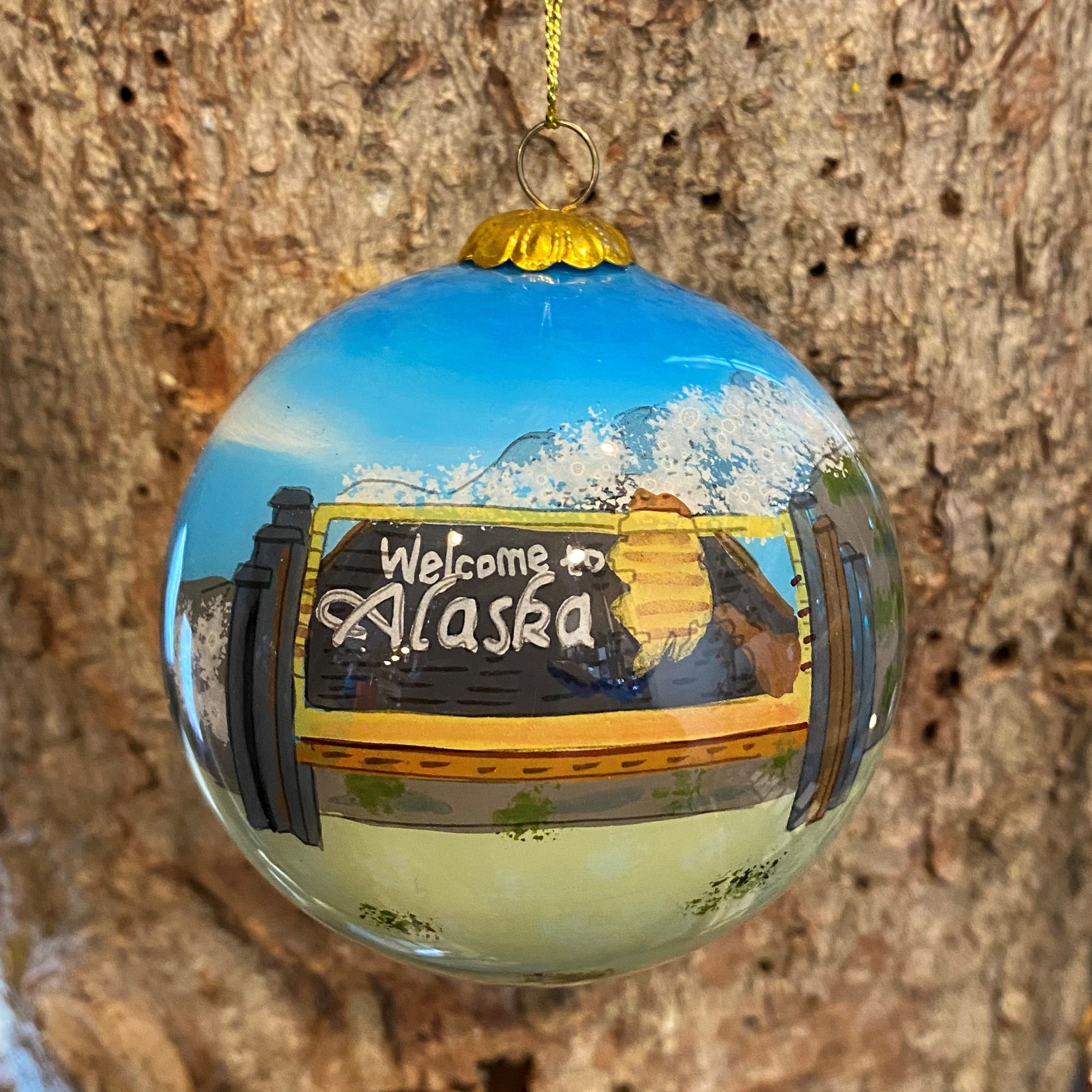 State Sign Glass Ball Ornament