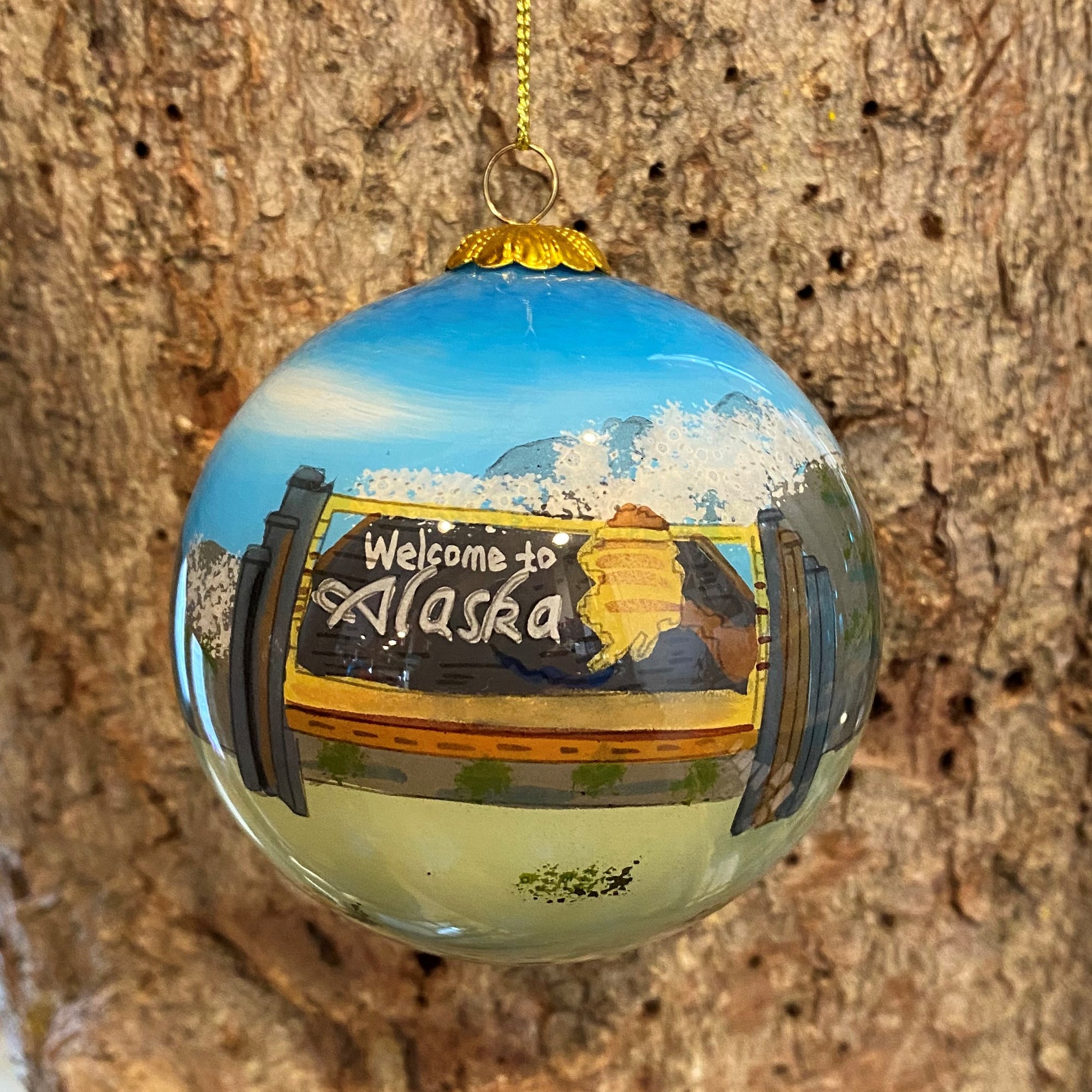 State Sign Glass Ball Ornament