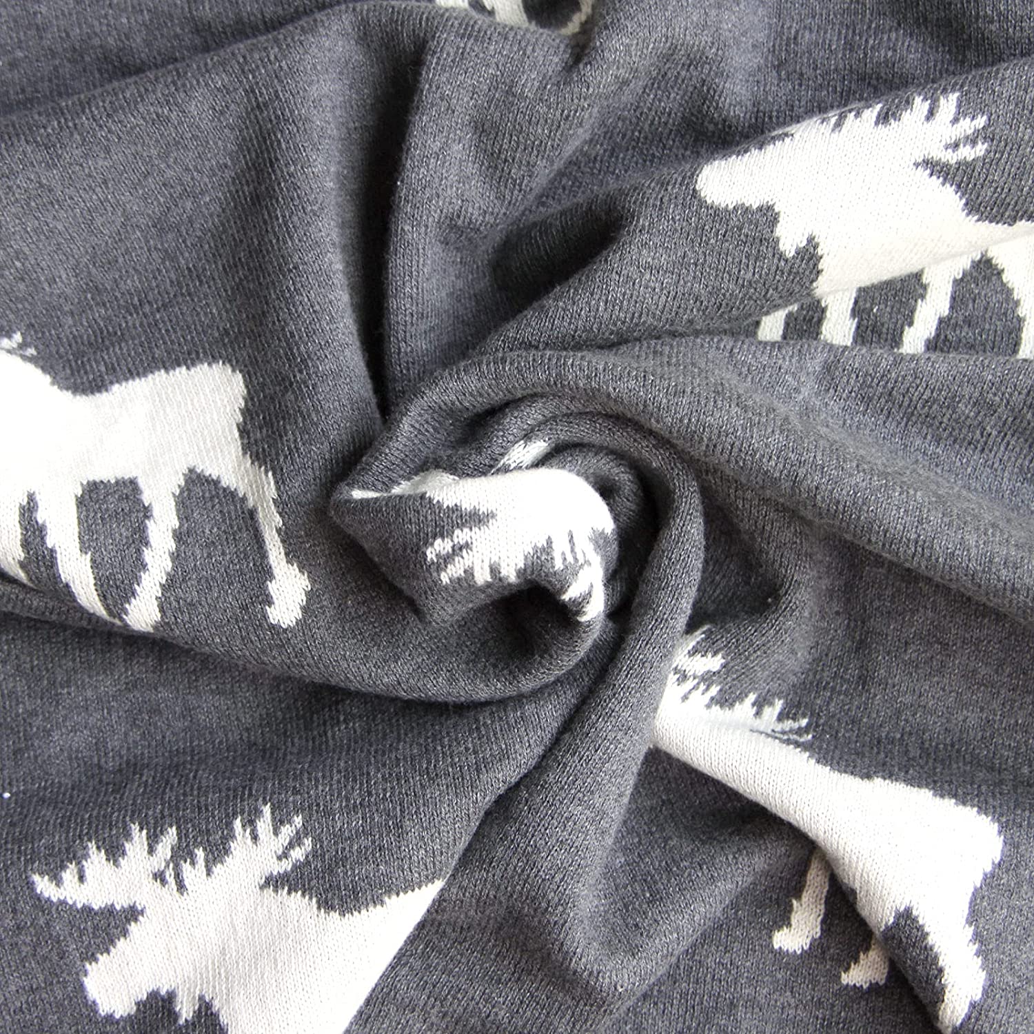Moose Slub Yarn Grey and Cream Blanket - Large