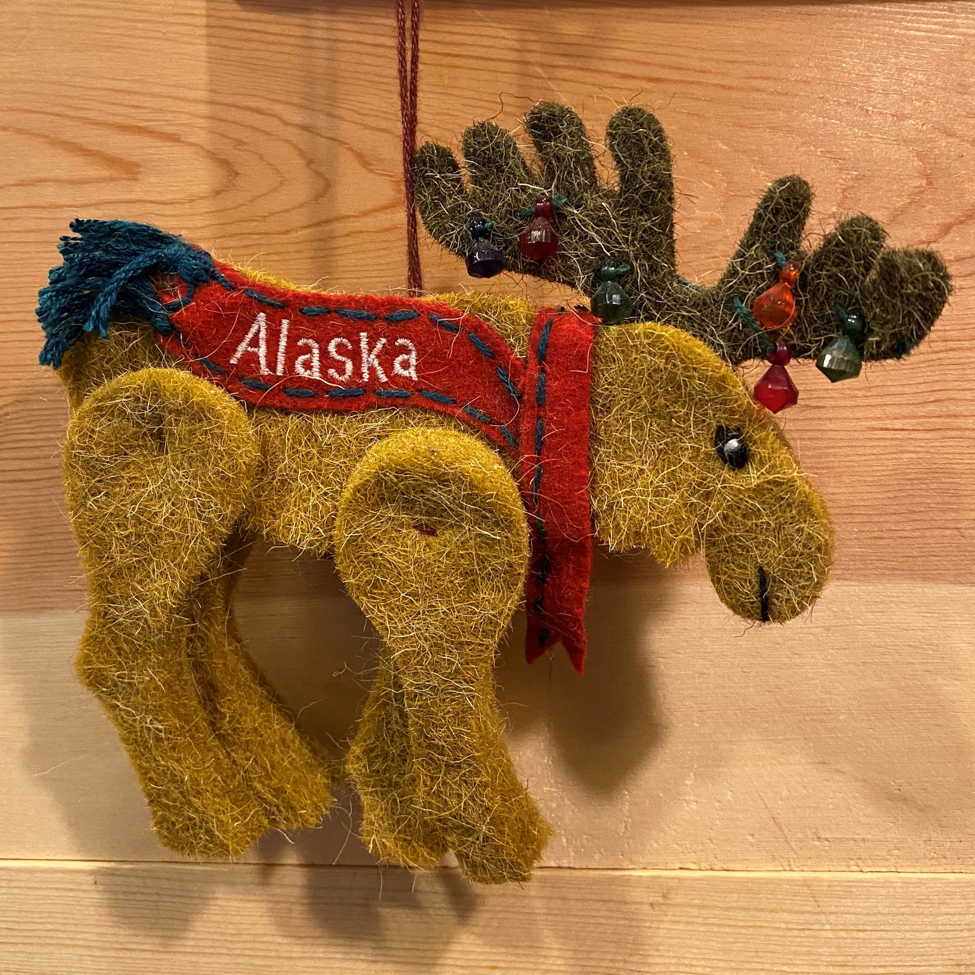 Wool Moose with Lights Ornament