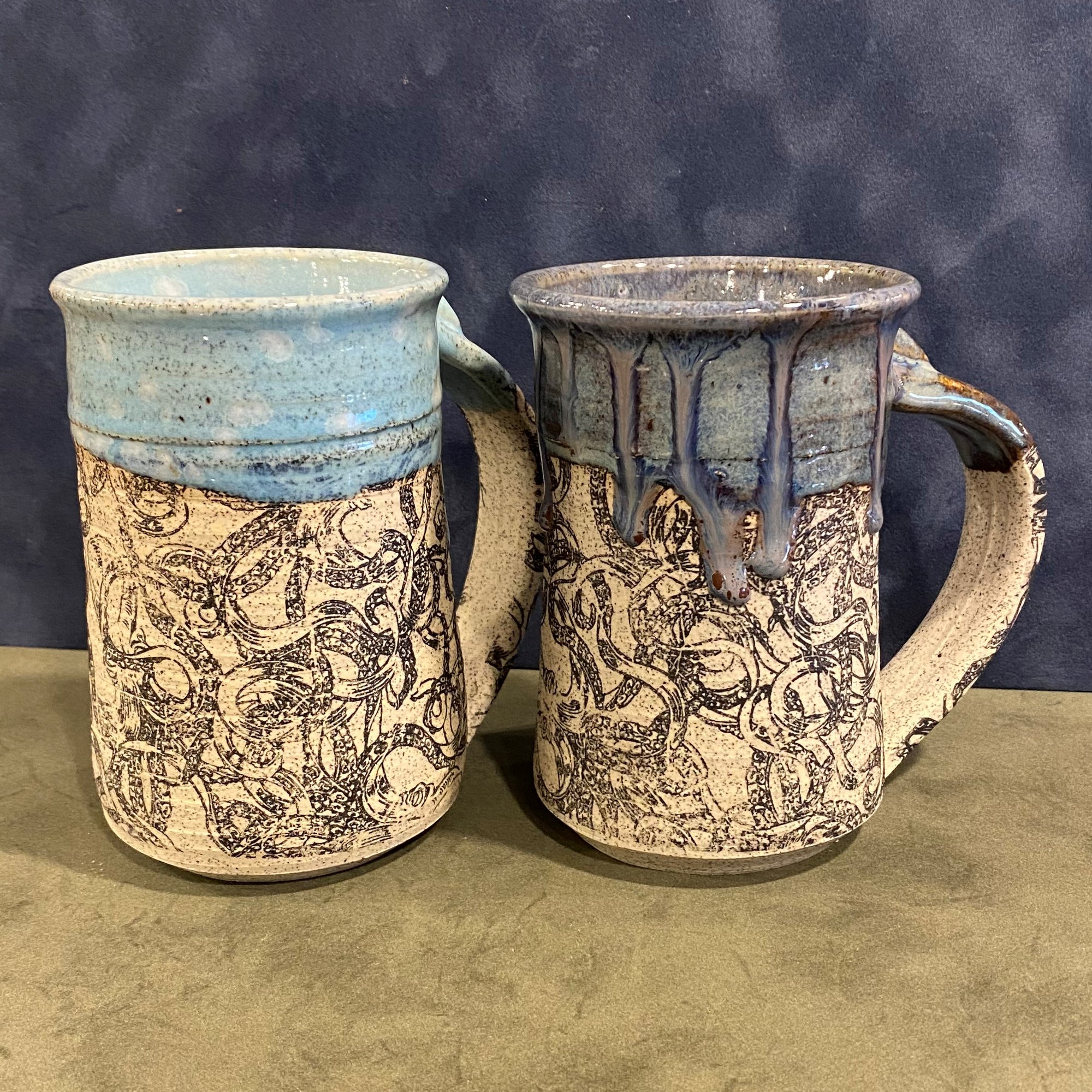 Stoneware Pottery Decal Mugs