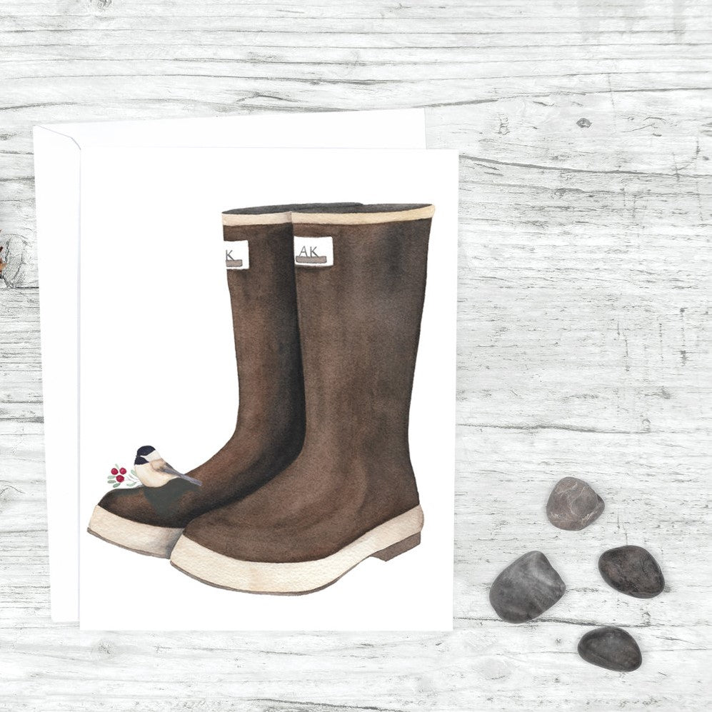 Boots and Chickadee Notecard