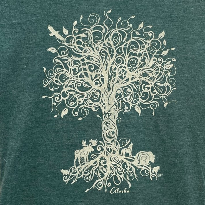 Yoga Tree Scoop Tee - Heather Green