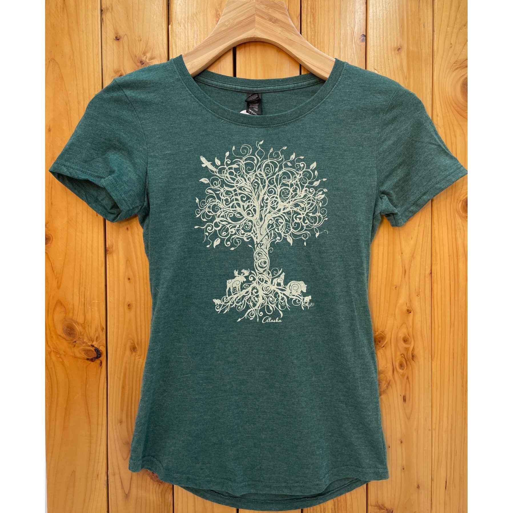 Yoga Tree Scoop Tee - Heather Green