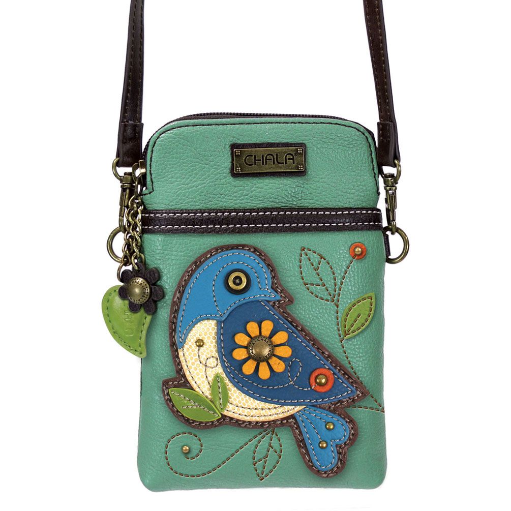 Blue Bird Cellphone Crossbody - Teal