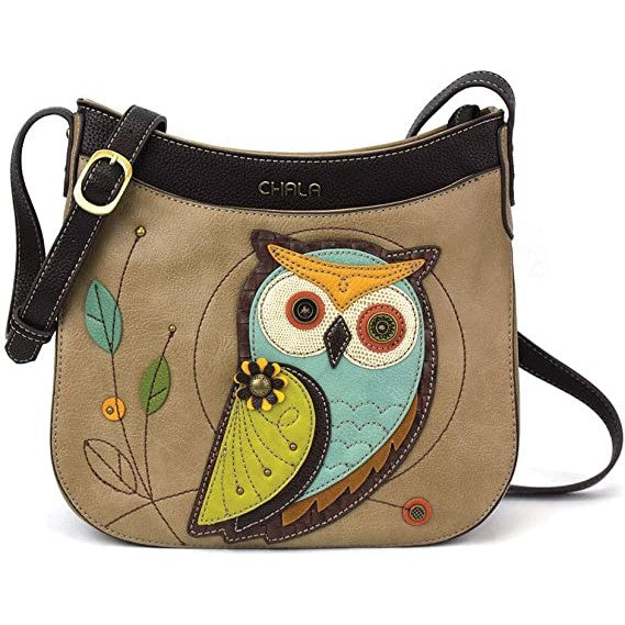 Owl Crescent Crossbody in Taupe