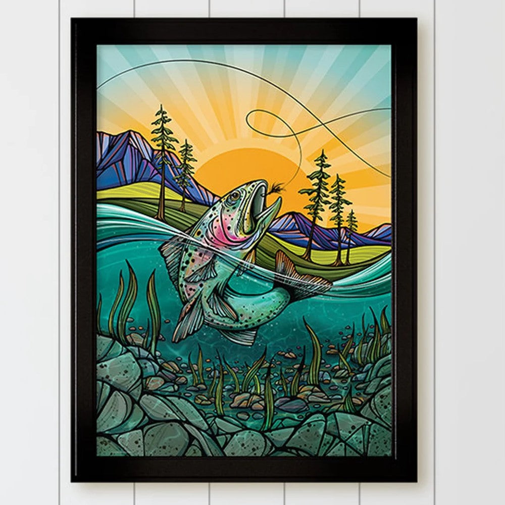 Life on Fly Trout Framed Canvas Print - Forests, Tides, and Treasures