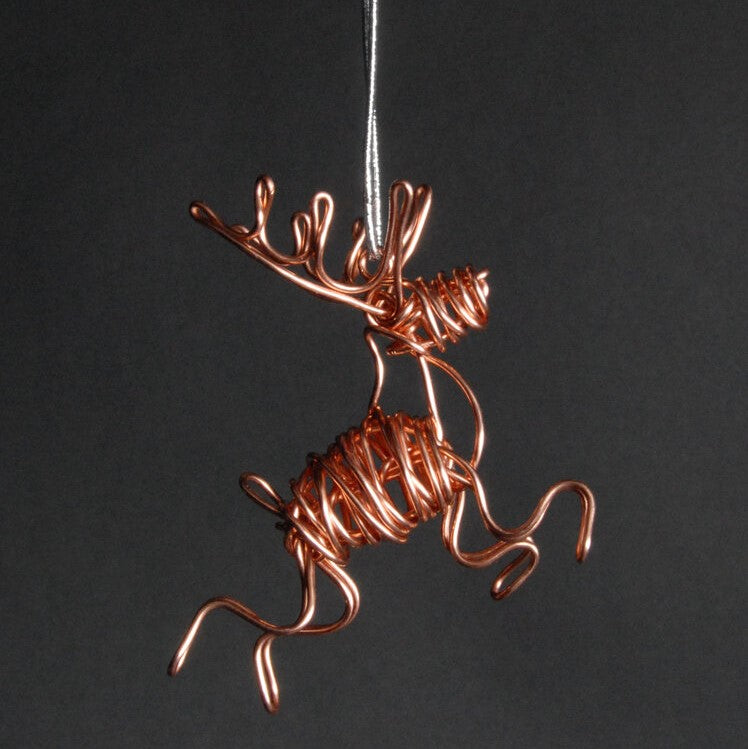 Copper Flying Reindeer Figurine