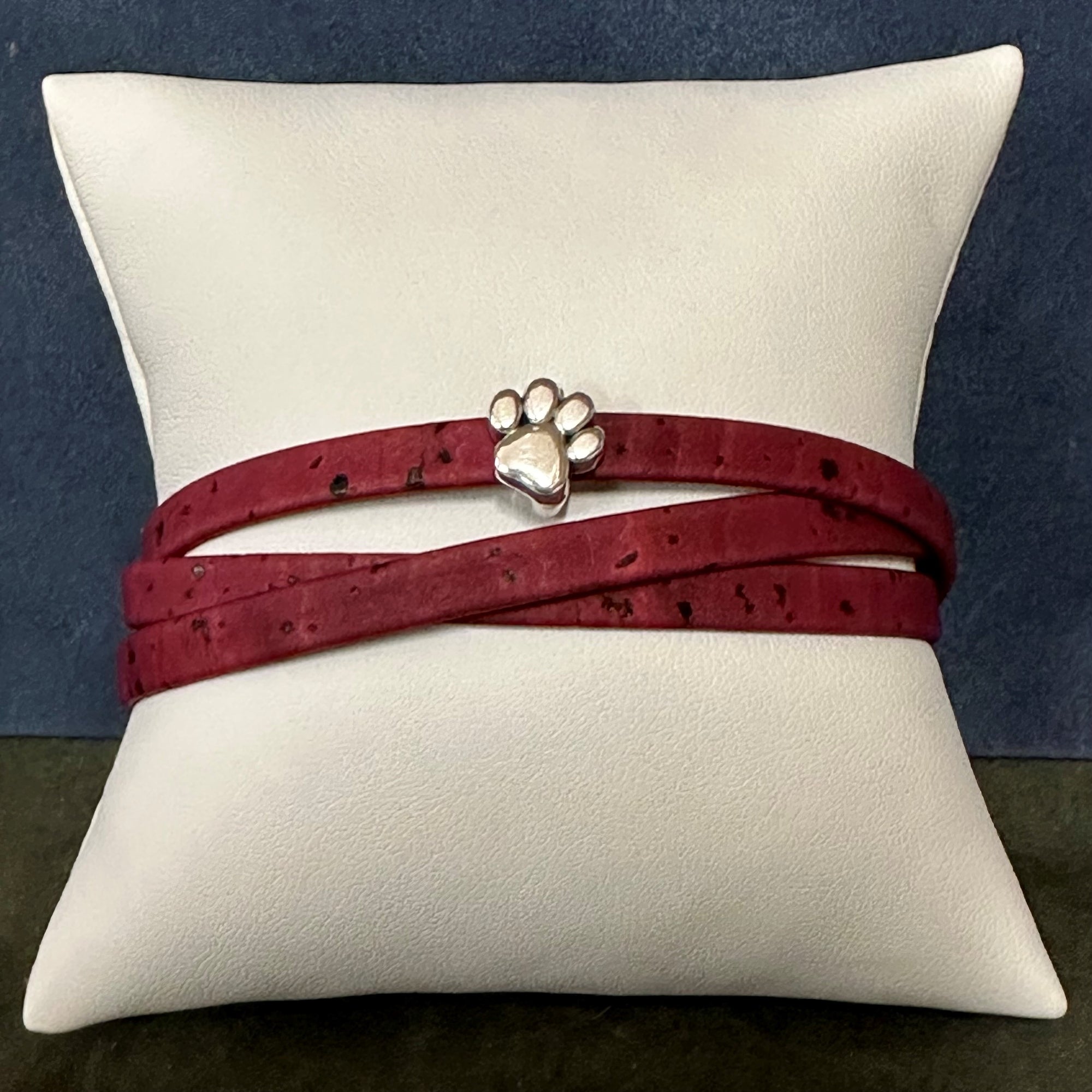 Small Paw Triple Wrap Cork Classic Bracelet