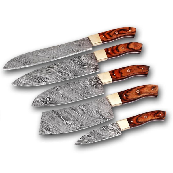 Damascus Olive Wood 3 Piece BBQ Set - Forests, Tides, and Treasures