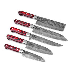 Damascus 5 Piece Kitchen Set with Pakkawood Handle