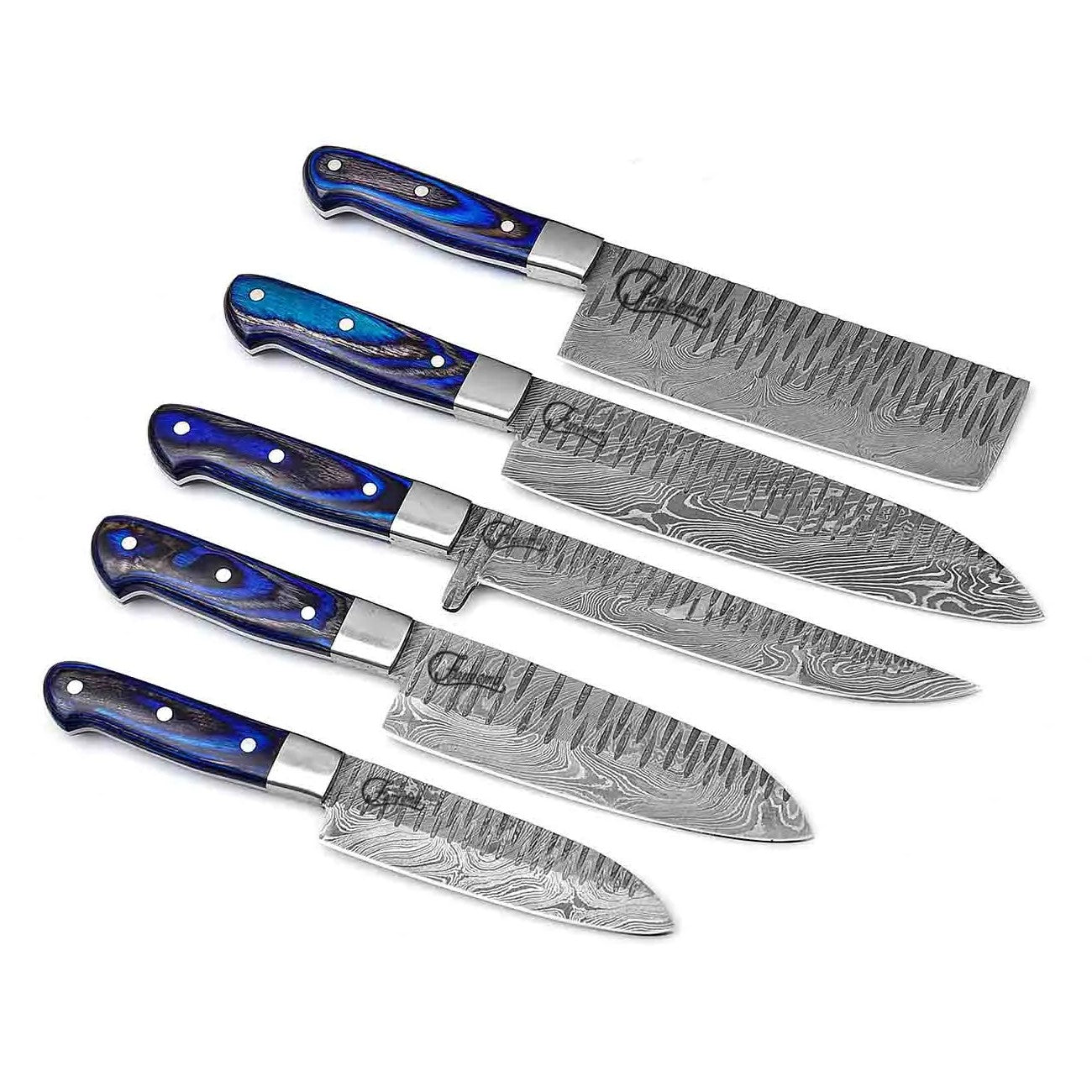 Damascus chef knives set of 5 Damascus knives