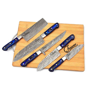 Damascus 5 Piece Kitchen Set with Pakkawood Handle