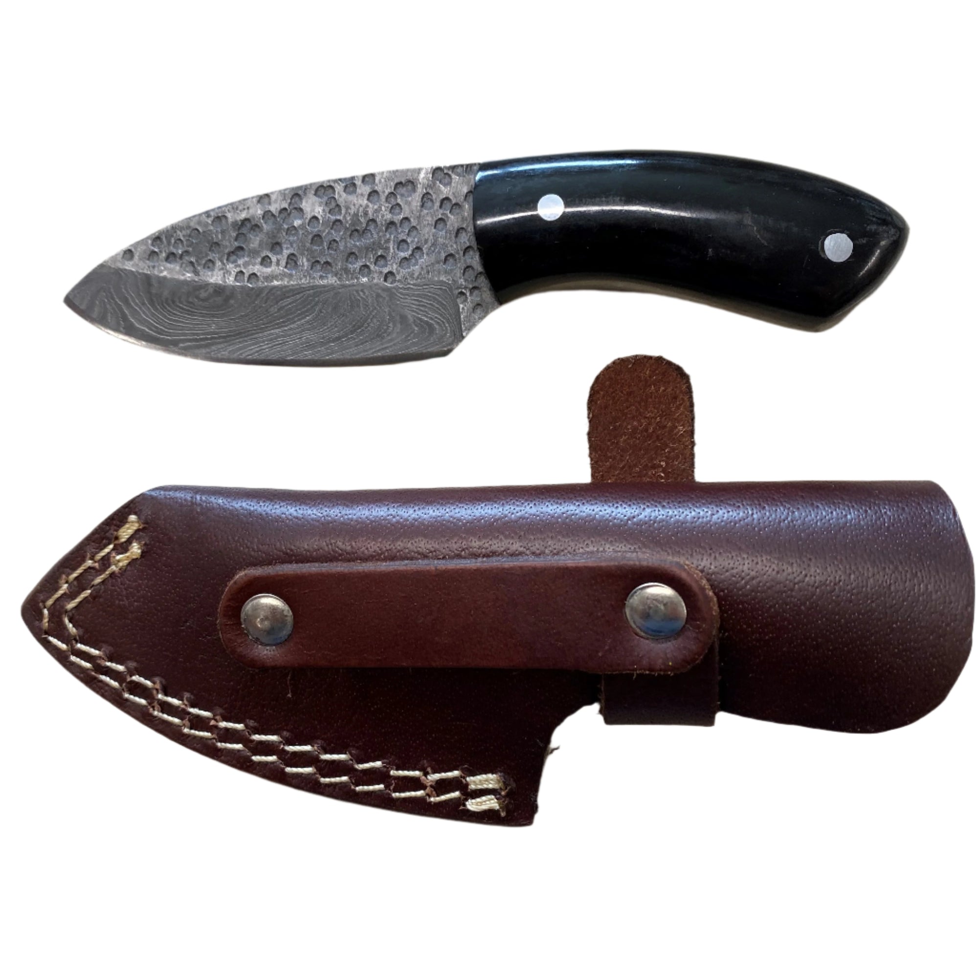 Damascus Skinner With Buffalo Horn Handle