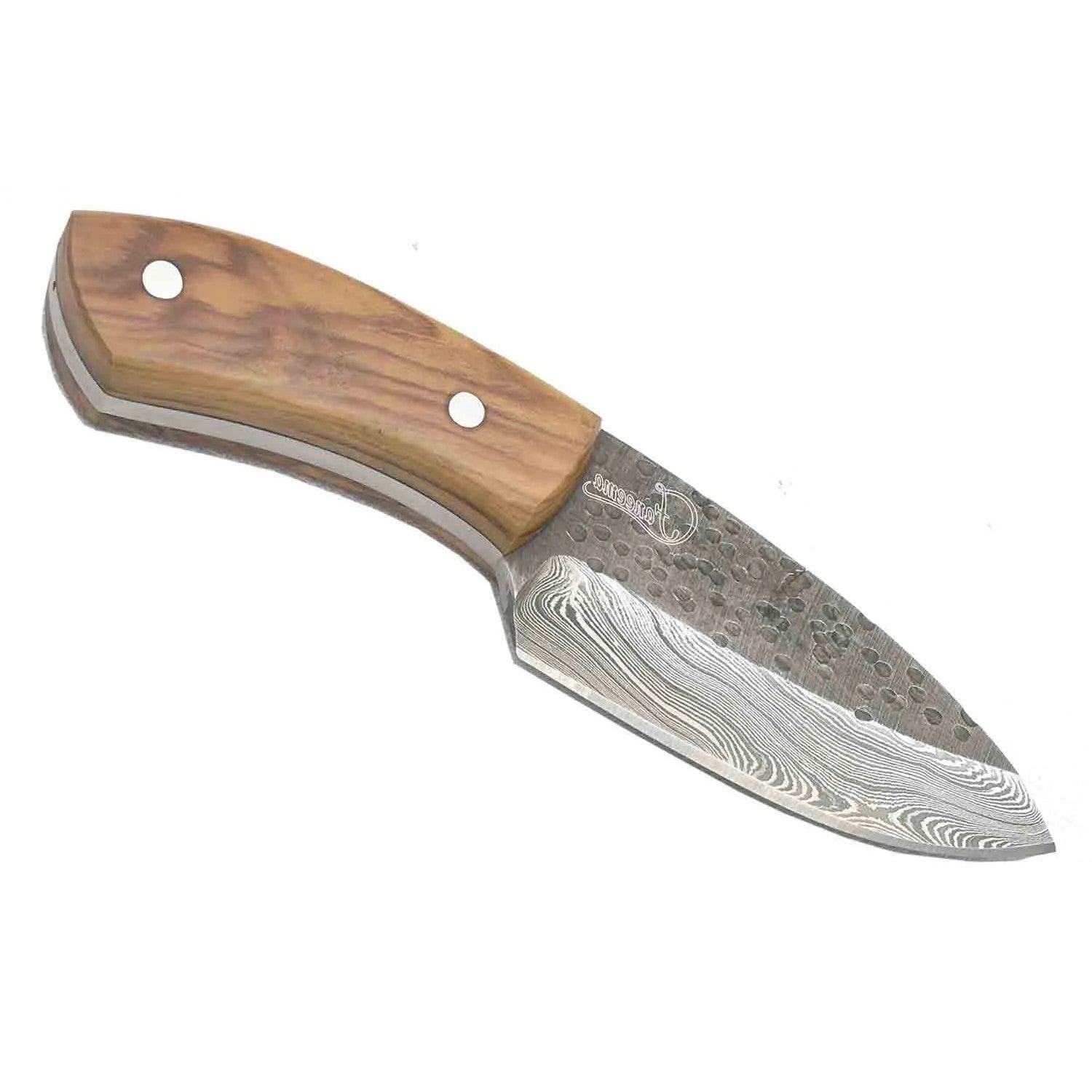 Damascus Skinner With Olive Wood Handle