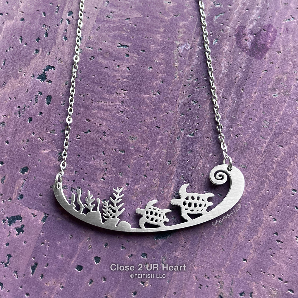 Turtle Necklace - In The Wave