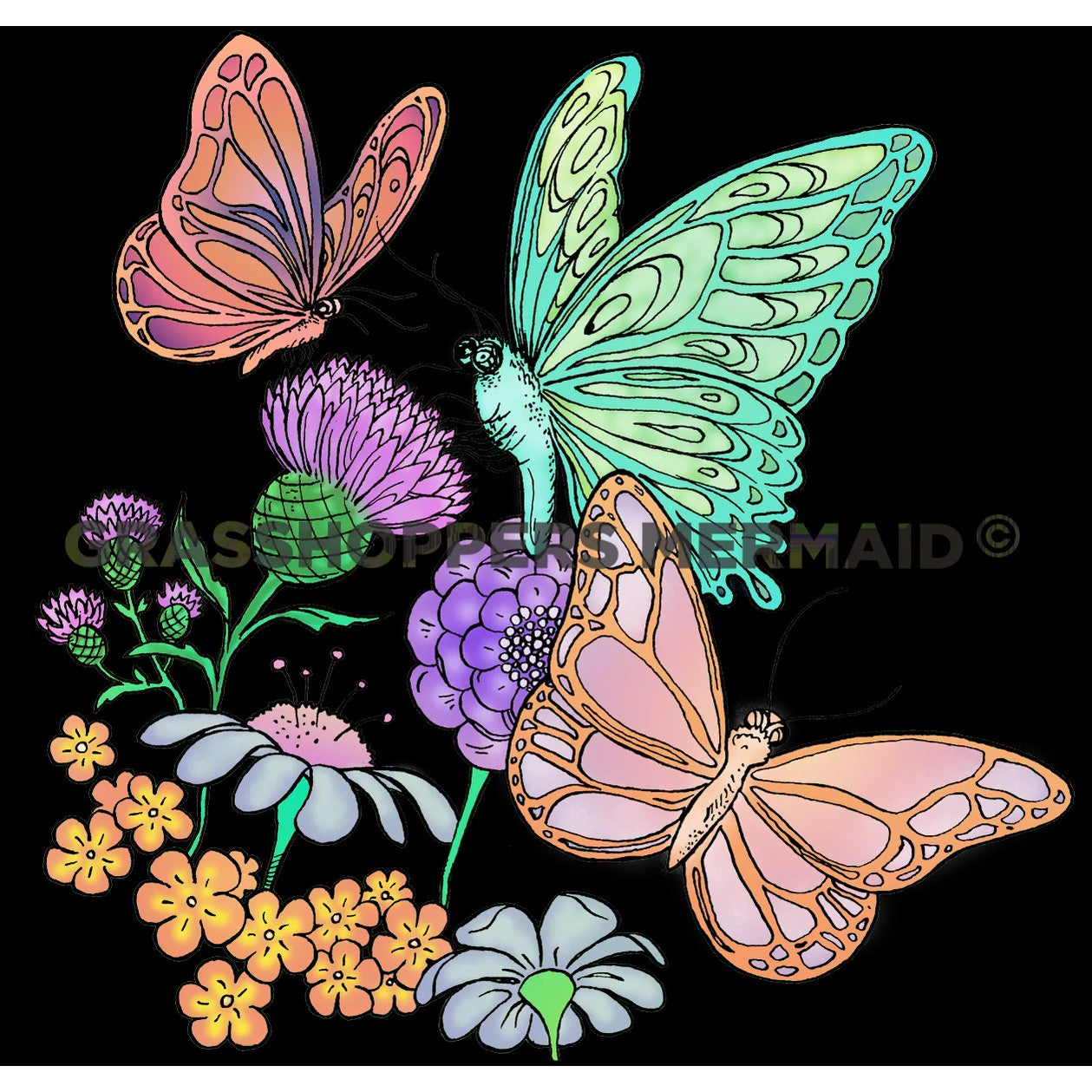 Butterfly Thistles Sticker