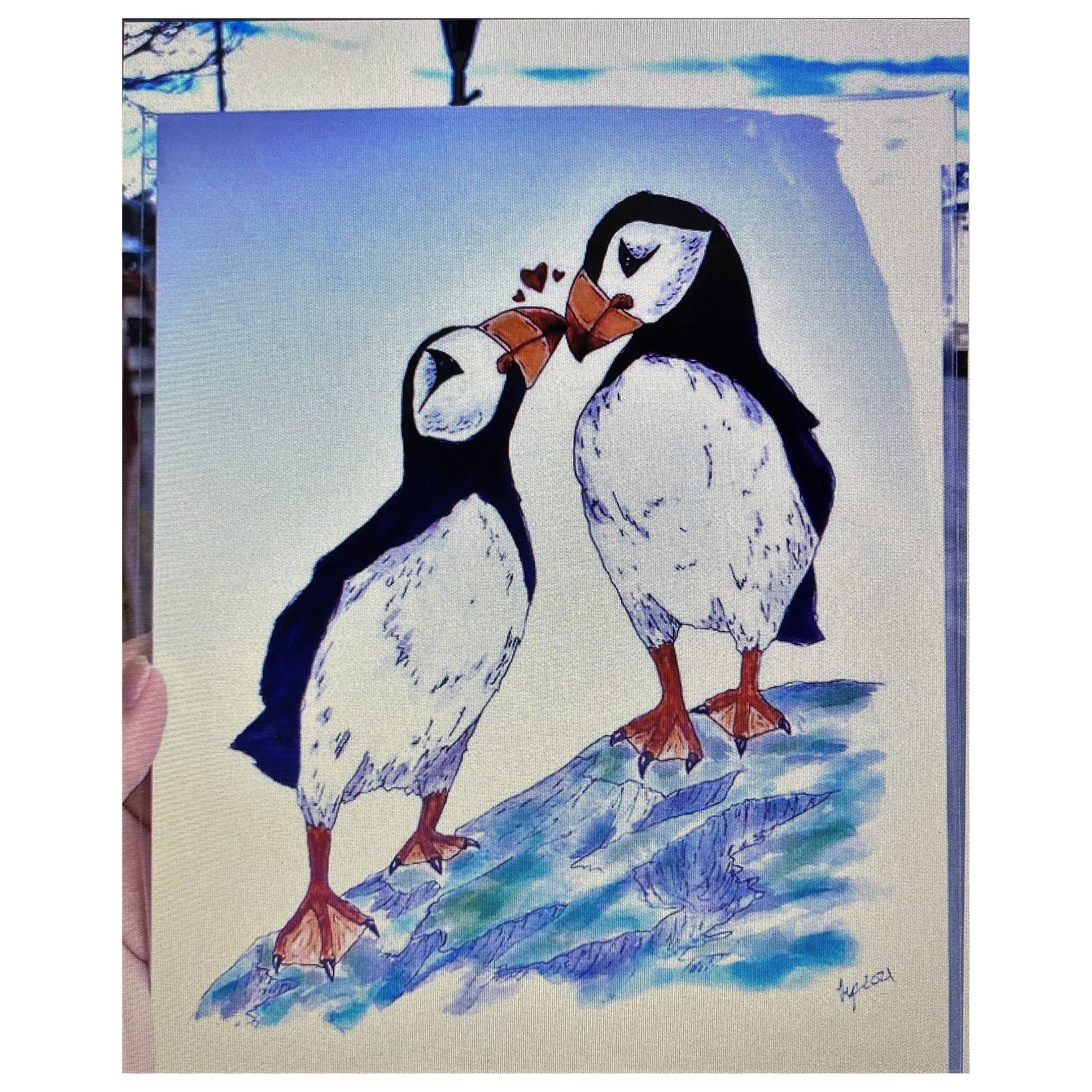Puffin Kiss - Art Print