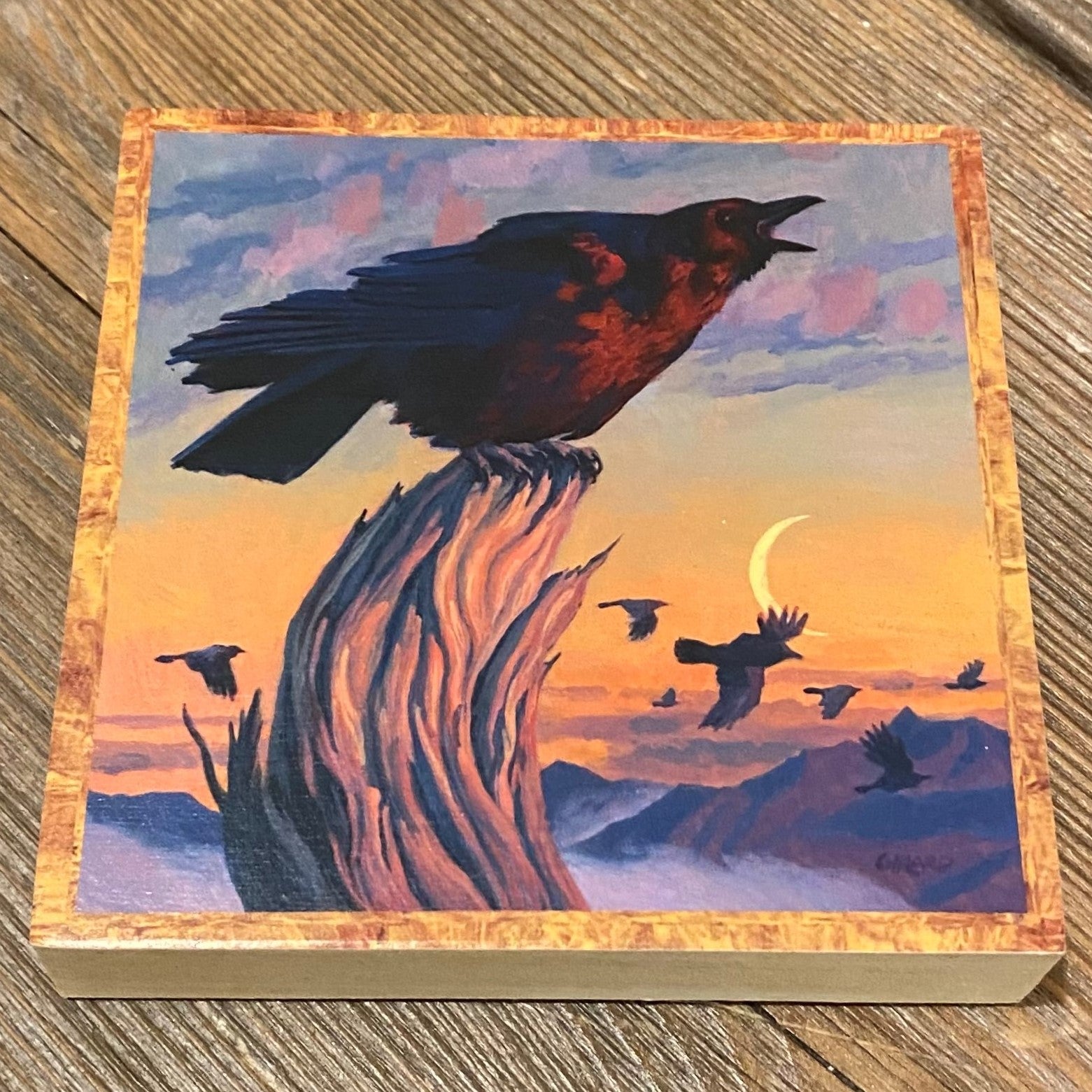 The Call of Home Raven - Wood Block by artist Francois Girard