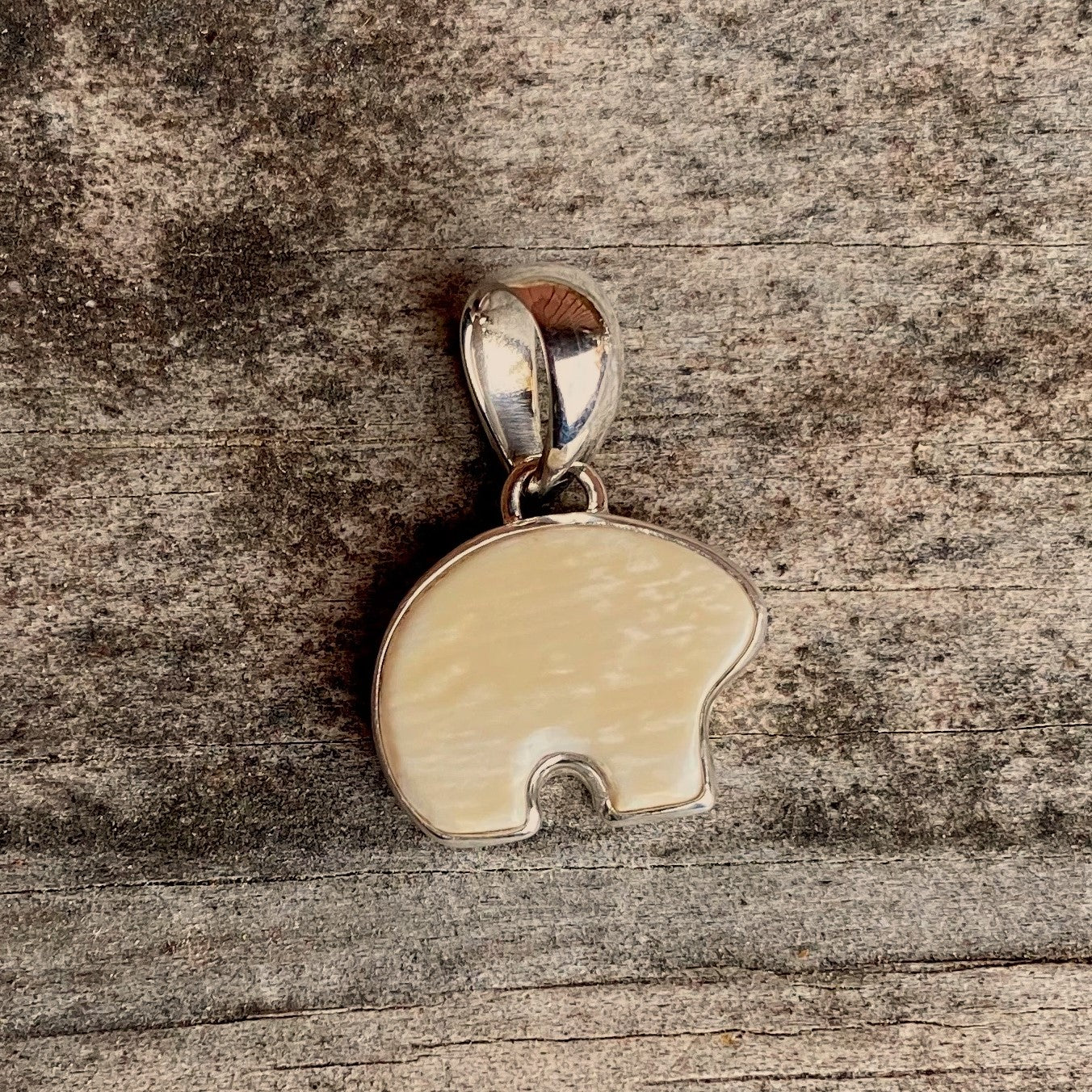 Mammoth Ivory Flat Bear Pendant