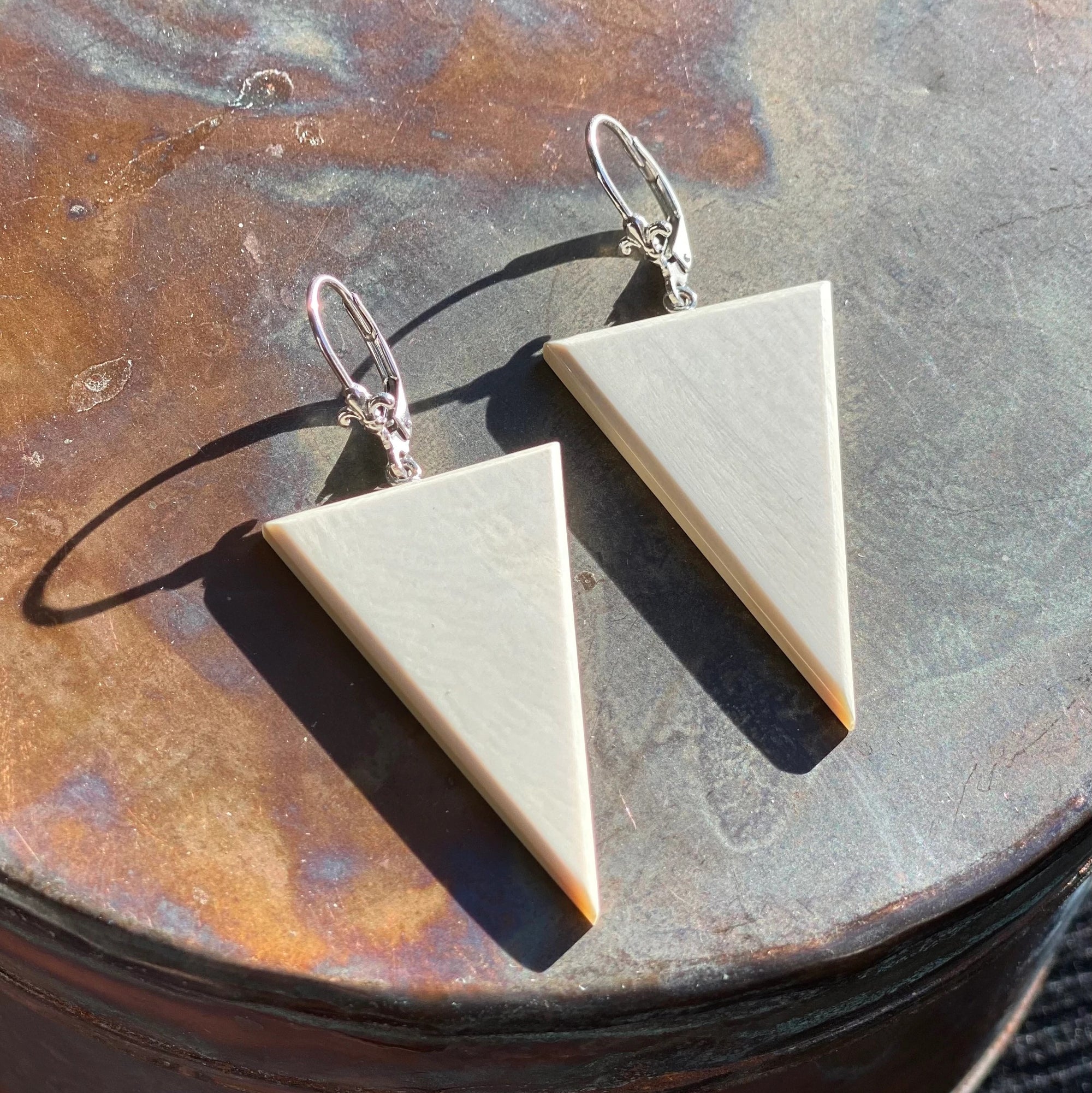 Mammoth Ivory Inverted Triangle Earrings