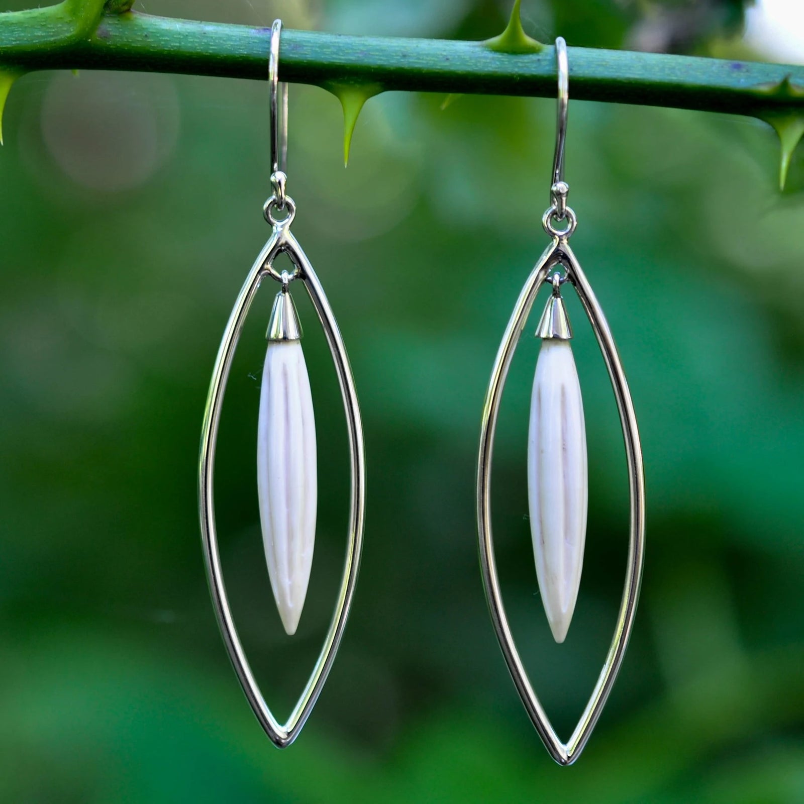Marquise Spike Mammoth Ivory Earrings