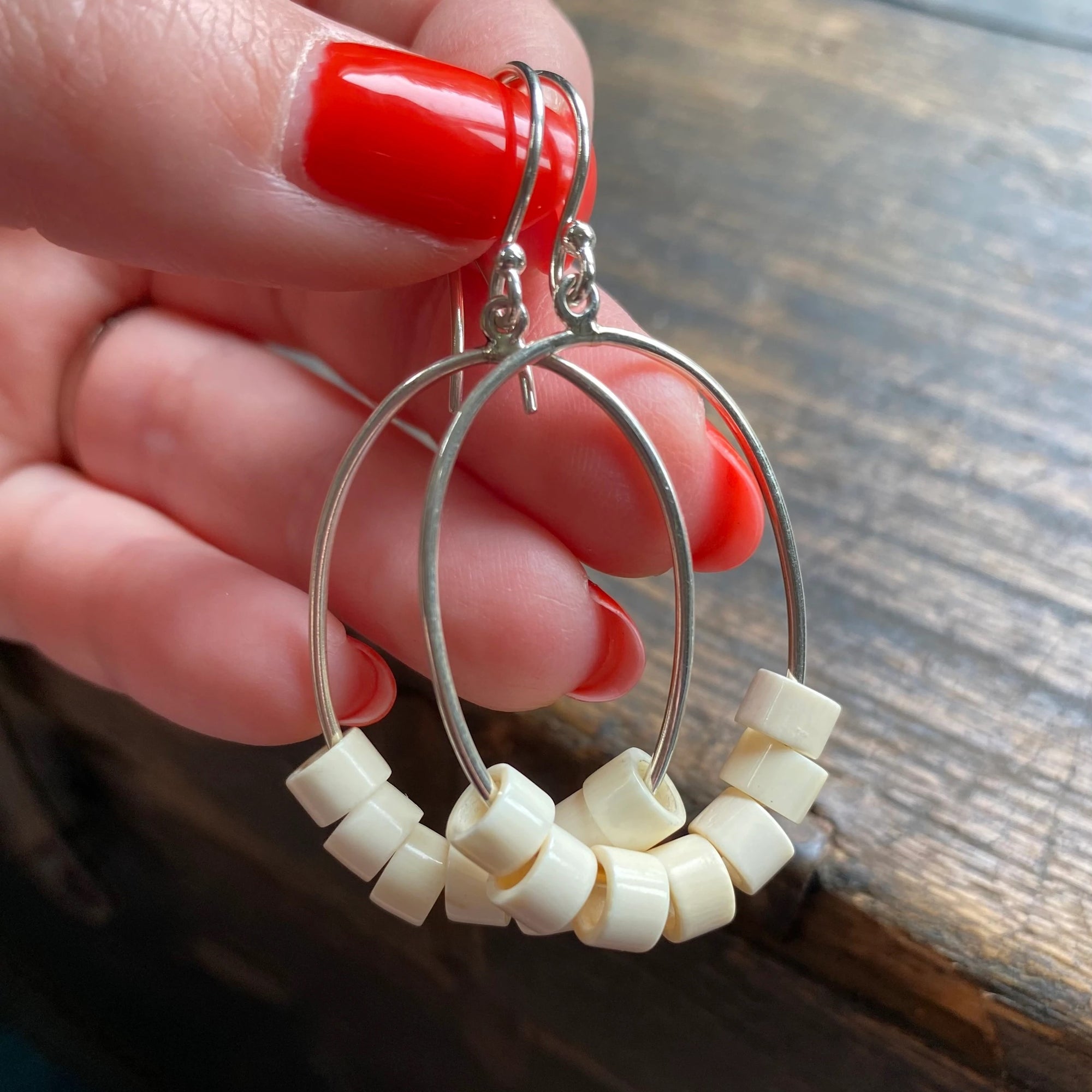 Oval Hoops Mammoth Ivory Earrings