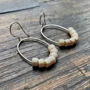 Oval Hoops Mammoth Ivory Earrings