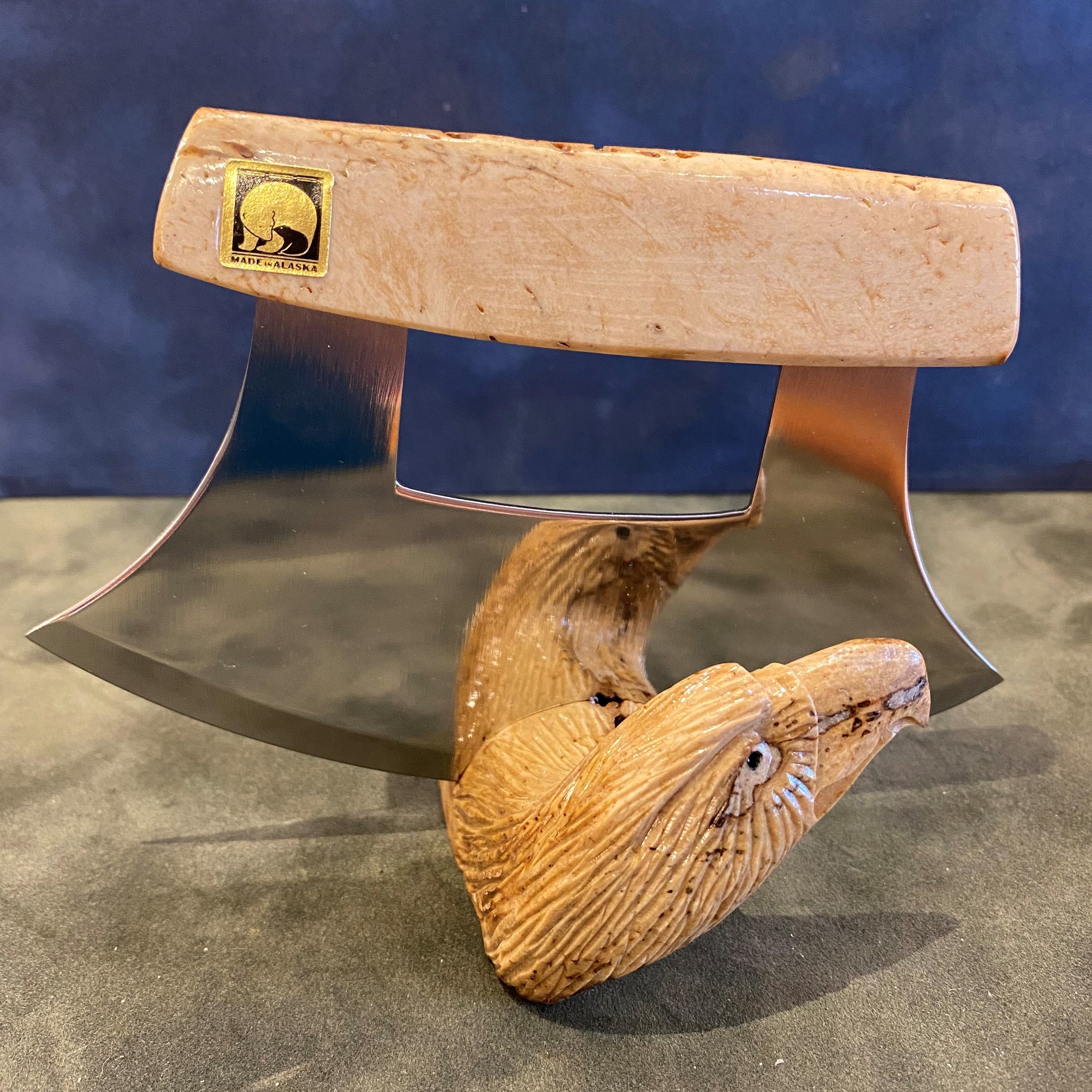 Walrus Jawbone with Eagle Base Ulu