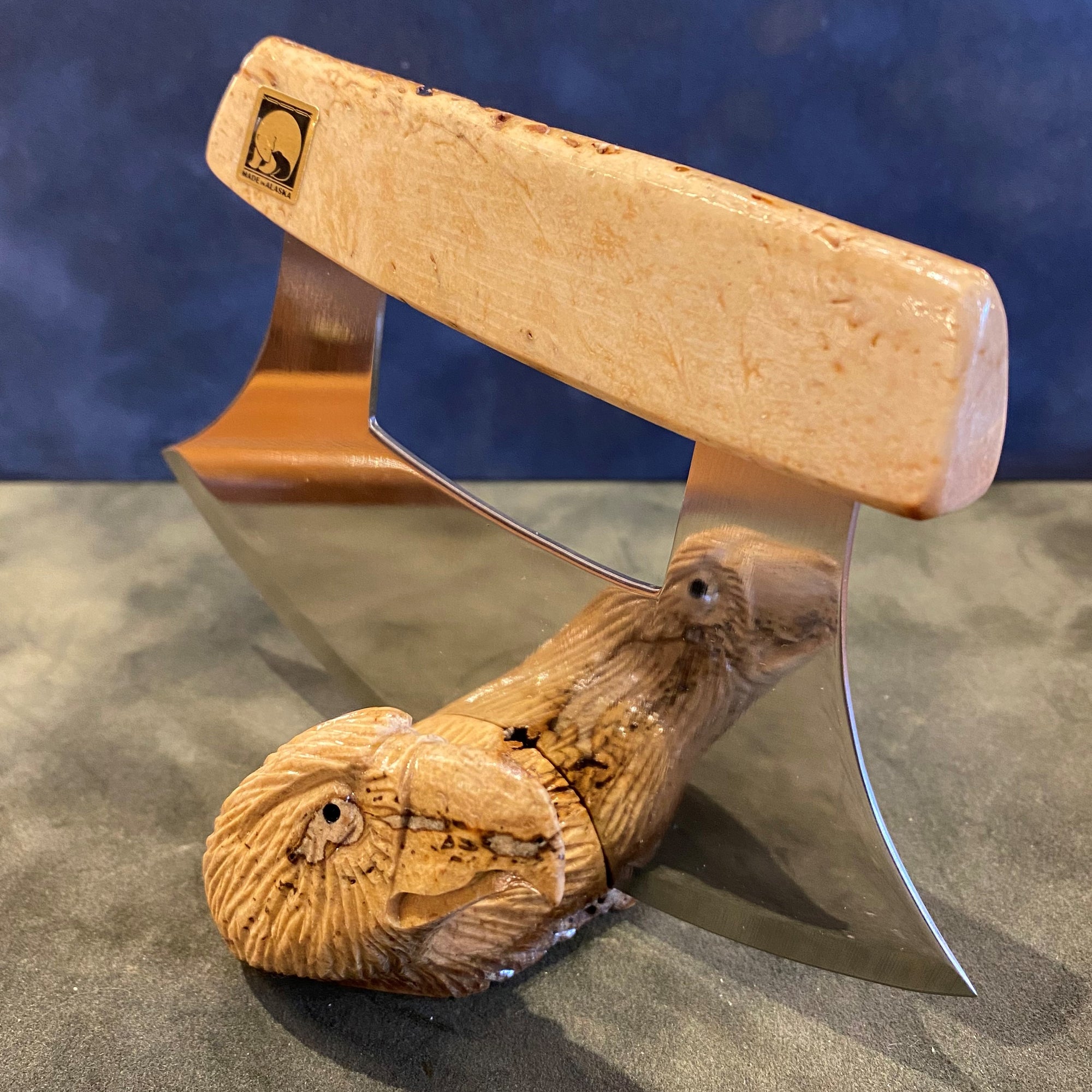 Walrus Jawbone with Eagle Base Ulu