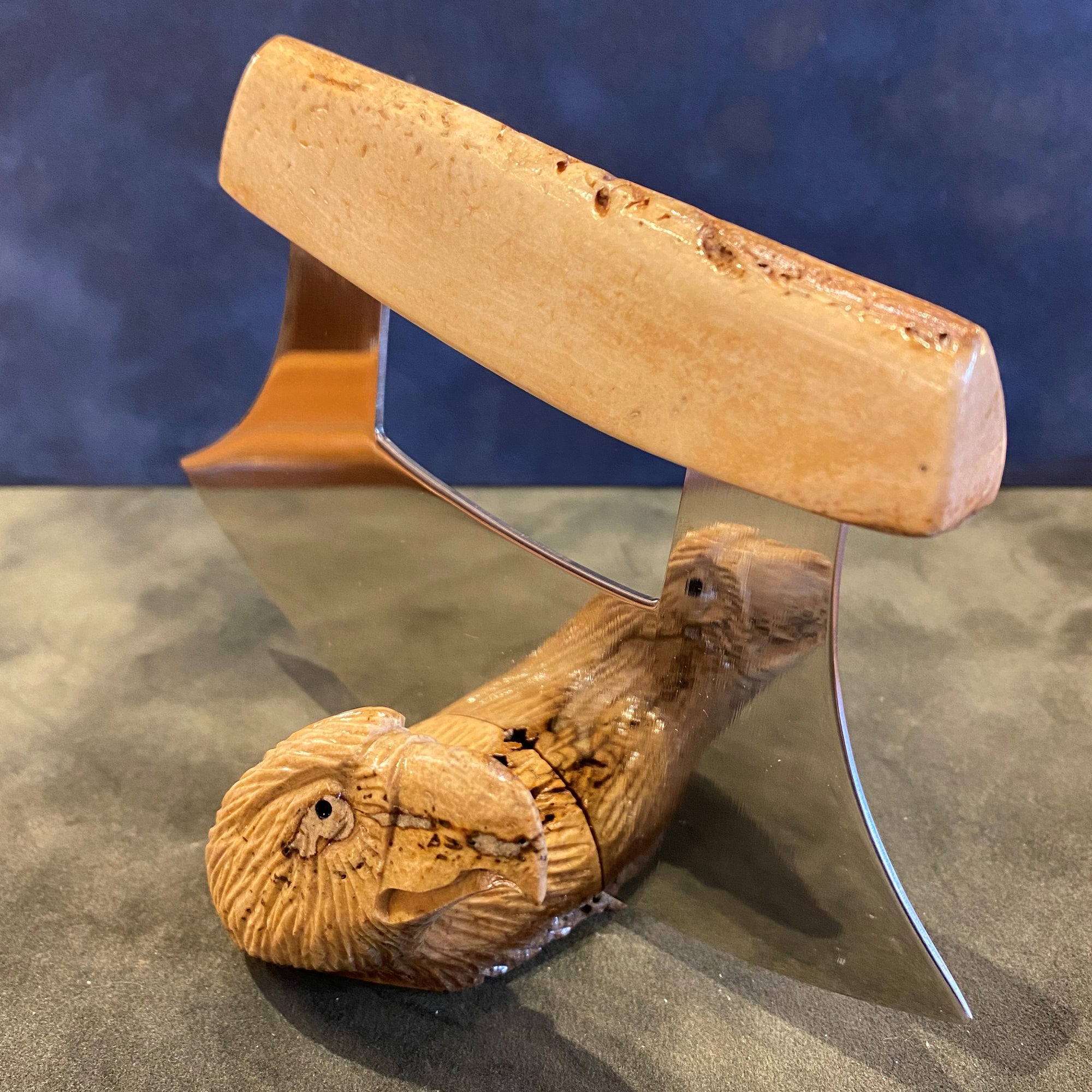 Walrus Jawbone with Eagle Base Ulu