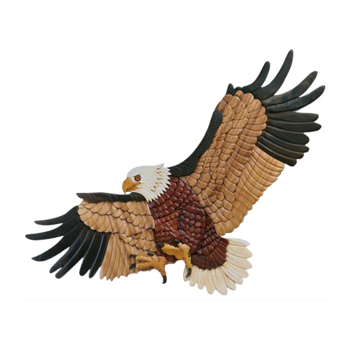 Landing Eagle - Wood Intarsia Wall Hanging