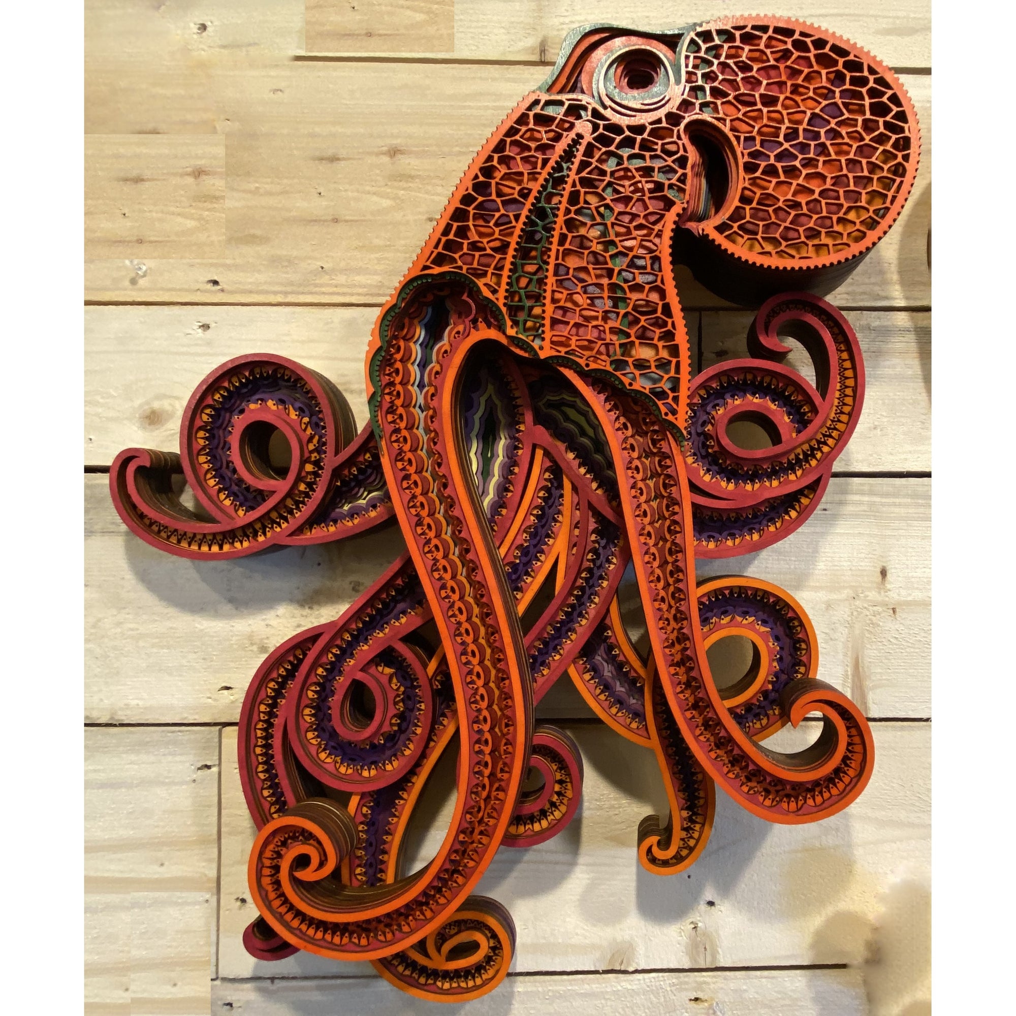 Laser-cut Wood Octopus